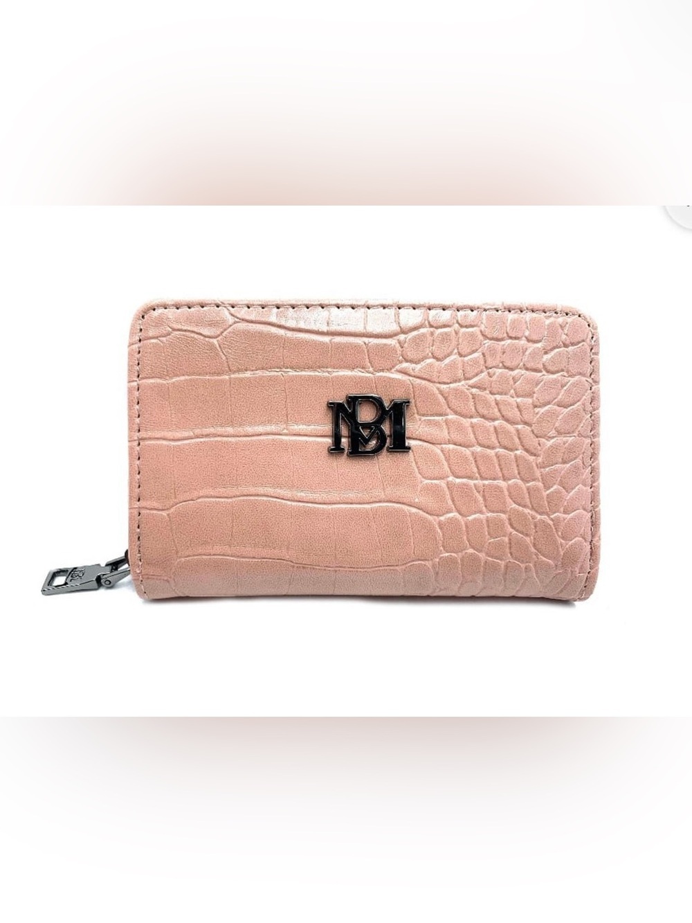 Badgley Mischka Blush Croc-Embossed Zip Wallet